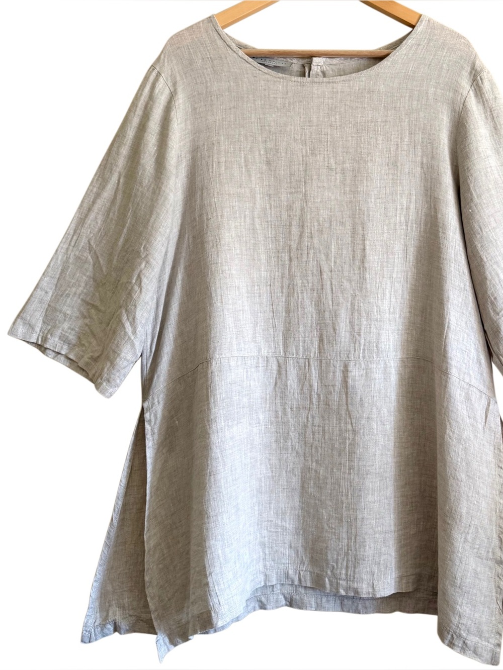 BRYN WALKER 100% Linen Boho Lagenlook Minimalist Breathable Casual Tunic Size L - Picture 3 of 10